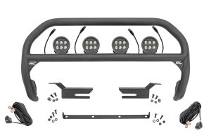 Ford Bronco Nudge Bar - Front - Rough Country - 3.5 Inch Round LED (x4) - Black - '21-'23